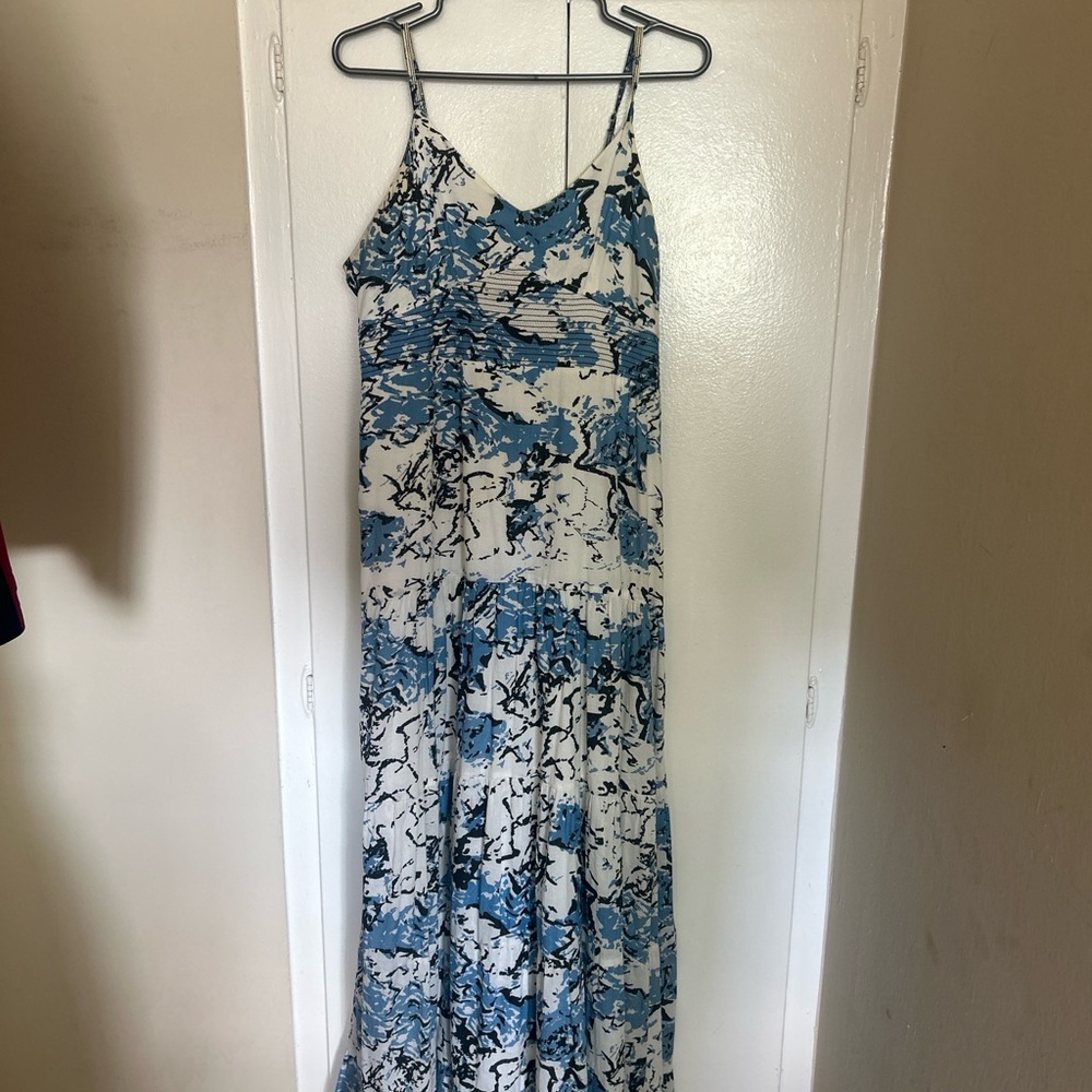 Blue and White Floral Maxi Dress